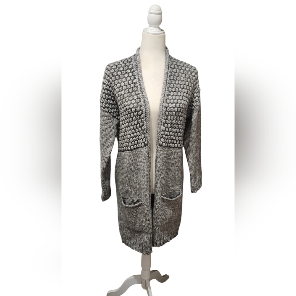 Elsamanda Grey Open Front Cardigan Sweater.  Size S
